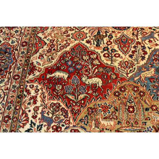 10 x 14 Ft. Antique Persian Tabriz Rug Hunting Design Orange Background from |elegantorintalrugs.com 