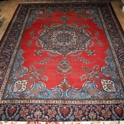 Room Size Red Background Antique Persian Tabriz Rug on Sale