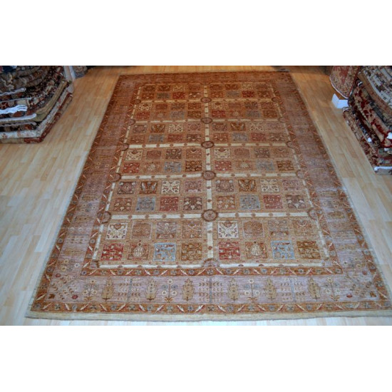 Extra Large 10' X 14' Garden Design Soft Colors  Hand Knotted Rug