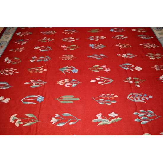 10' X 14' Red Background Southwestern style kilim rug