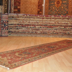 10' Long Persian Hall Runner. Rust Color Background. Elegant Floral