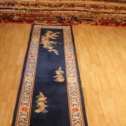 14' Long Chinese Hall Runner Royal Blue