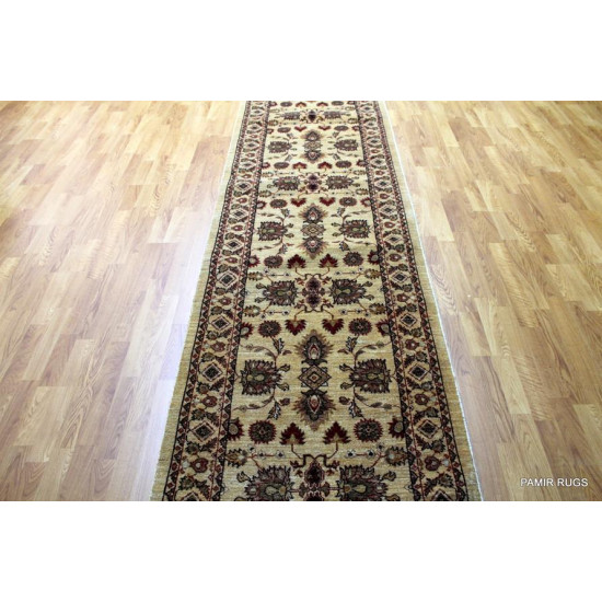 Fine Quality 22 Foot Persian Vegetable Dyed, Beige Ivory Color. 