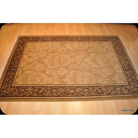Tibetan Beige Handmade Carpet 4X6 ft. Woo, rug 