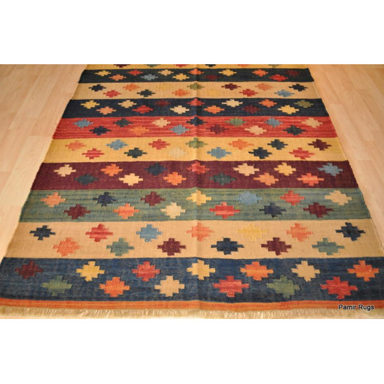 Southwestern Style Handmade Rug, Colorful Indian Kilim.  