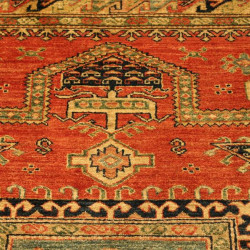 Caucasian Kazak Rug, Prayer Design, Orange Red Color Rug