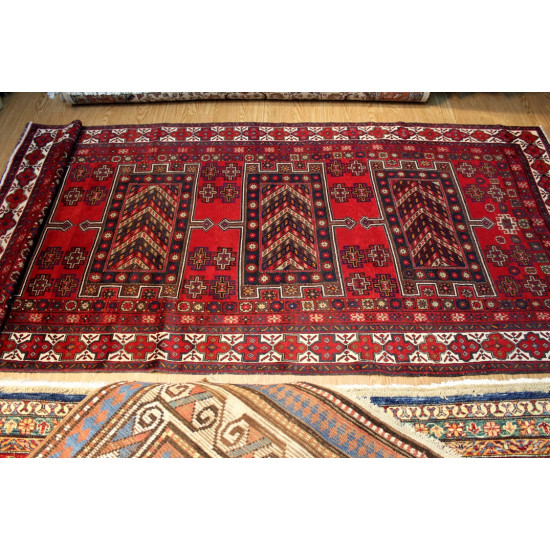 5'8" x 13'7" Vintage Persian Rug Turkmen Design 