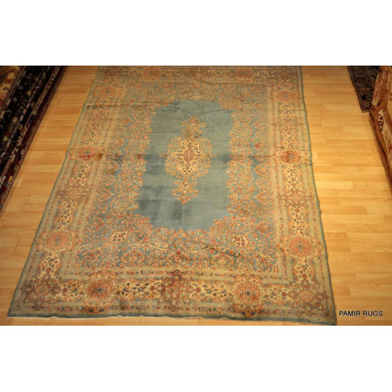 6' X 9' Light Blue Authentic Persian Kerman Circa 1920's 