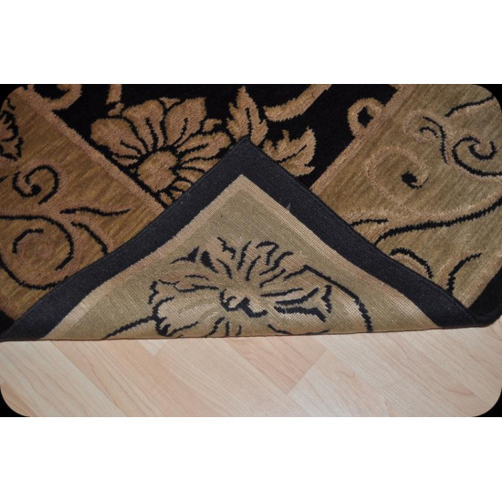 8' X 10' Handmade Black & Ivory Tibetan Wool Rug