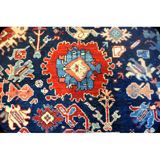 Royal Blue Background Persian Rug 7' X 10' Handmade Carpet