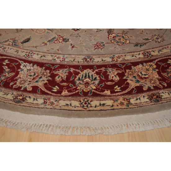 7 Ft. Round Persian Rug. Handmade Hand Knotted Wool & Silk