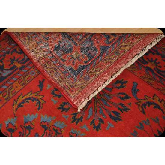 Authentic Persian Sarouk Red Background Floral Rug 