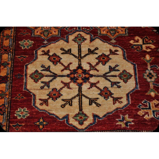 New Handmade Kazak Rug 8x10 ft. Handmade Red Color Background Ghazni Wool