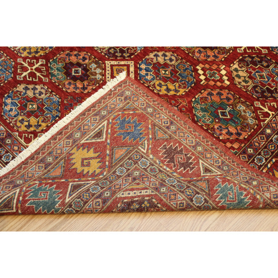 8' x 9' Turkmen Ersari Rug 100% Wool Elephant Foot Design Jewel Colors 