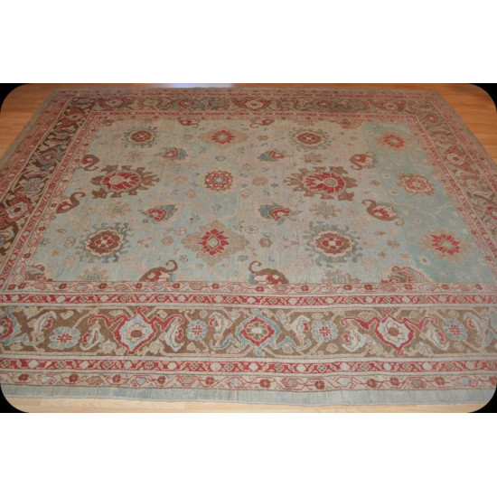 Vintage AE-501 Antique Washed Persian Mahal Turquoise Rug