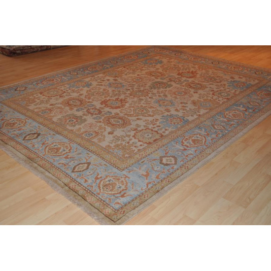 8' X 11' Authentic Persian Mahal Sultanabad Rug Light Blue & Beige