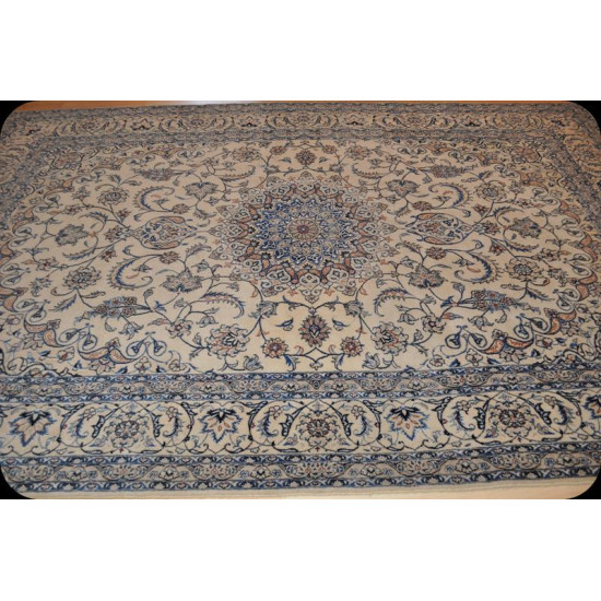 Fine Quality Handmade Blue Persian Nain Rug Wool & Silk