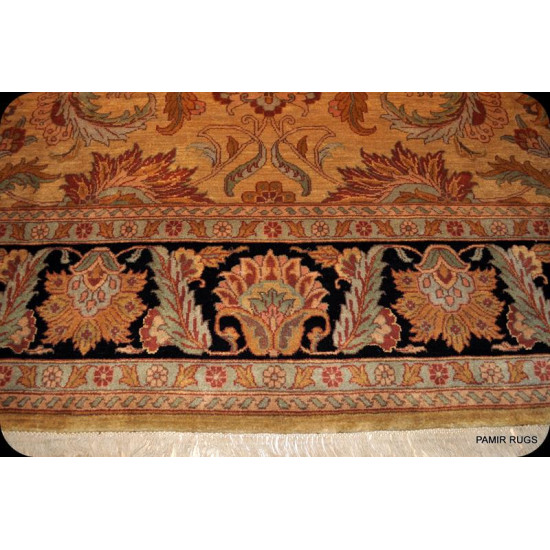 Light Brown Handmade 9' X 12' Thick Floral Persian Rug