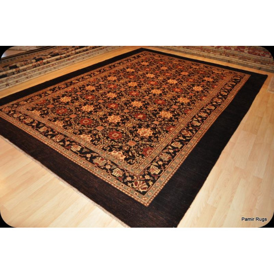 Elegant Persian 9' X 12' Chocolate Brown Elegant Oriental Rug