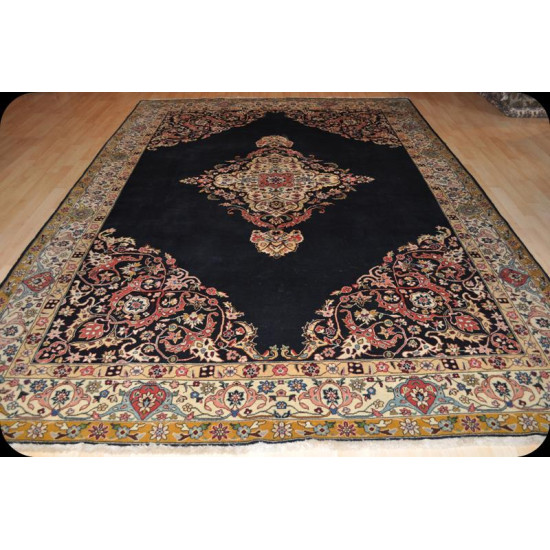 Traditional Handmade Royal Blue Wool Area Antique Persian Tabriz Rug 