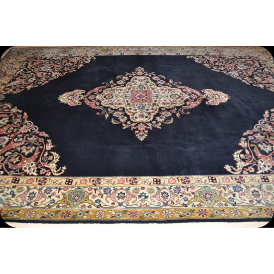 Traditional Handmade Royal Blue Wool Area Antique Persian Tabriz Rug 