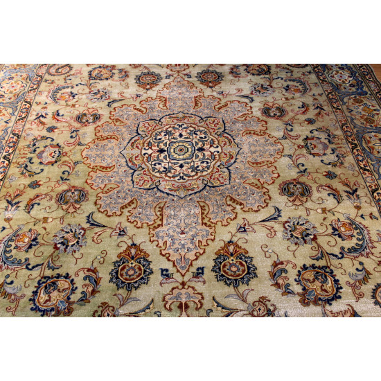 Tabriz Rug, Vintage Persian Oriental Stressed Rug with Muted Colors.