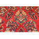 9' X 13' Handmade Vintage Antique SAROUK Rug Red Background Floral Design 