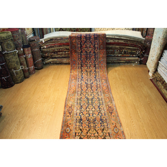 Wide Hall Runner Antique Persian Rug Bidjar 4x17 Ft. Long 